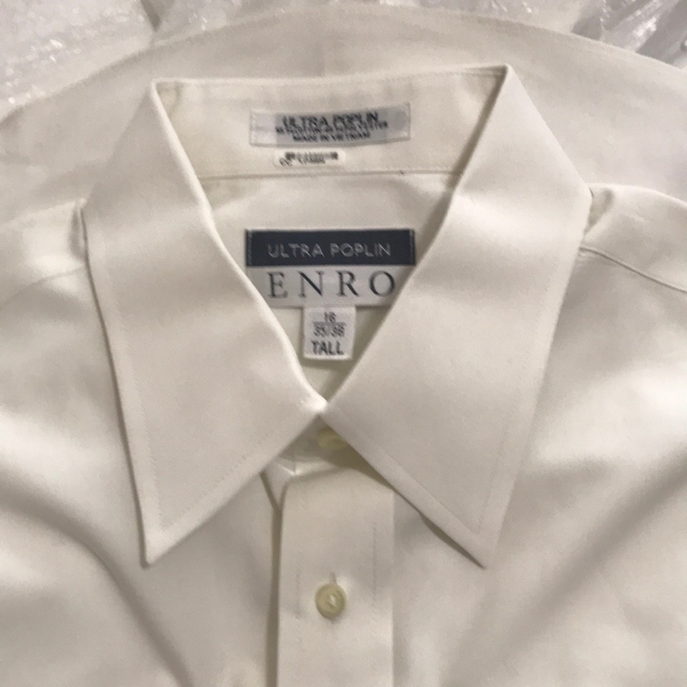 Mens ENRO XLT white long sleeve button-down shirt.